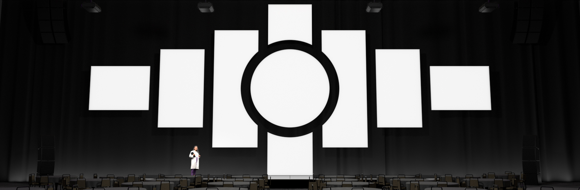 stretch shapes, stretchshapes, stretch fabric, stage design, set design, stretch screen, stretchy screens, curved projection screen, projection screen, large projection screen, projection screen material, screen projection, stretch panels, custom stage set, stage design